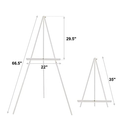 Falling in Art 65" A-Frame Tripod Easel Stand, Wooden Display Easel with Adjustable Canvas Holder, Floor Easel for Wedding Signs, Posters, Paintings, Artwork(White) 2 Pack - color: White-2 Pack