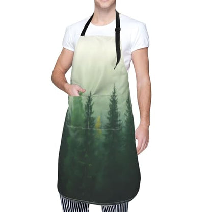 Fog Forest For Waterproof Adjustable Adult Apron With Pockets For Men And Women Cooking, Painting
