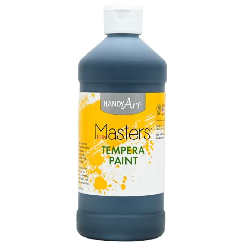 Handy Art Little Masters Tempera Paint, Black, 16 oz Bottle, Bright & Mixable, High Opacity, Washable Colors for Classroom, Students, Kids, Young Artists, Safe & Non-Toxic, Made in USA - color: Black, size: 16 Fl Oz (Pack of 1)