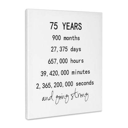 3dRose 75 years in months days hours minutes and going strong 75th birthday Museum Grade Canvas Wrap 8x10 - size: 8"L x 10"W