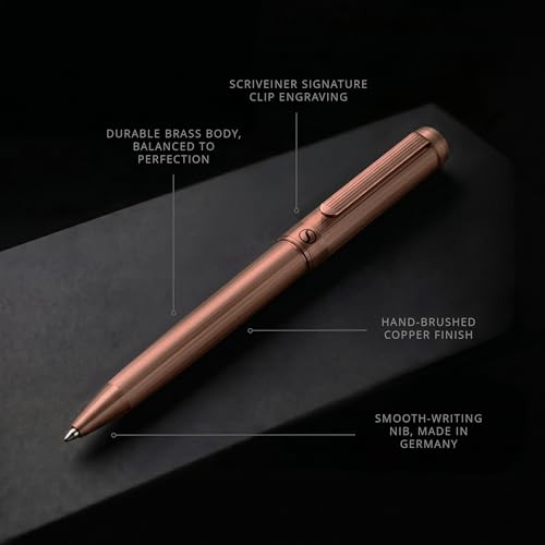 Scriveiner Copper Ballpoint Pen - Stunning Luxury Pen, Schmidt Black Refill, Best Ball Pen Gift Set for Men & Women, Professional Executive Office, Nice Fancy Designer Pens - color: 9. Copper