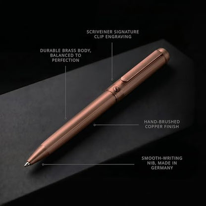 Scriveiner Copper Ballpoint Pen - Stunning Luxury Pen, Schmidt Black Refill, Best Ball Pen Gift Set for Men & Women, Professional Executive Office, Nice Fancy Designer Pens - color: 9. Copper