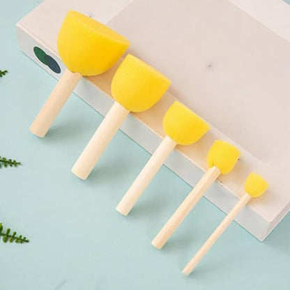 Round Sponges Brush Set Paint Sponge Wood Handle Foam Stencil Brushes Touch Up Painting Tools for Acrylic Craft Staining Varnishes 10pcs - color: A