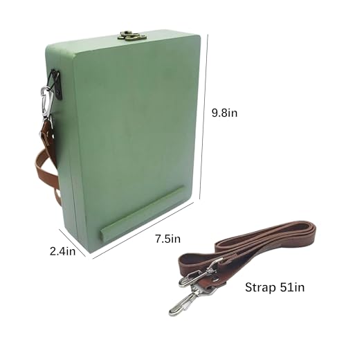 Art Easel Messenger Wood Box: Portable Travel Wooden Storage Box, Tabletop Painting Easel Art Case Bag for Painting, Drawing & Art Supplies, Sketching