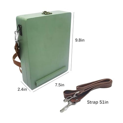 Art Easel Messenger Wood Box: Portable Travel Wooden Storage Box, Tabletop Painting Easel Art Case Bag for Painting, Drawing & Art Supplies, Sketching
