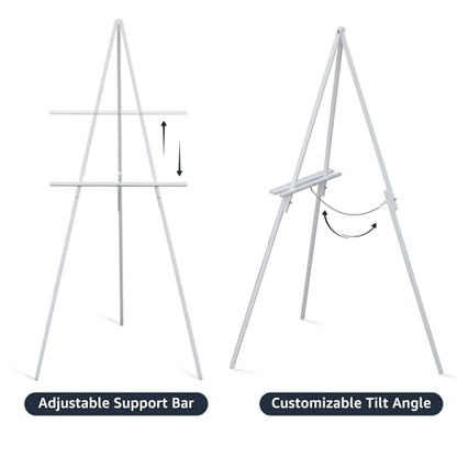 NianFeng Wooden Easel Stand for Sign, Easel Display Stand Floor for Wedding Sign with Adjustable Tray, 63-Inch, Tripod A-Frame Poster Light Duty, Welcome, Art Show & Baby Shower (White) - color: White