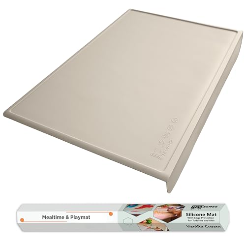 Silicone Craft Mat for Painting, PlayDoh and Art Projects with Angle-Protective Safety Edge – Toddlers & Kids Placemat – Non-Slip & BPA-Free Food Mat – 1.5mm Thick, 24"x16", Vanilla Cream - color: Vanilla Cream, size: 24"L x 16"W
