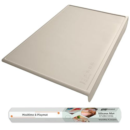 Silicone Craft Mat for Painting, PlayDoh and Art Projects with Angle-Protective Safety Edge – Toddlers & Kids Placemat – Non-Slip & BPA-Free Food Mat – 1.5mm Thick, 24"x16", Vanilla Cream - color: Vanilla Cream, size: 24"L x 16"W