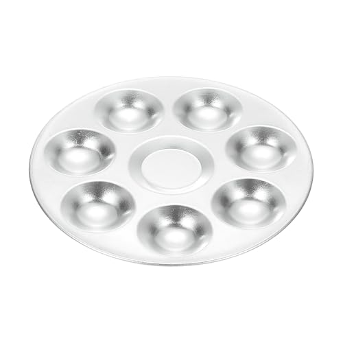 HARFINGTON Aluminum Round Paint Mixing Palette Tray 4.7" 7 Wells for Acrylic Oil Watercolor Artist DIY Painting