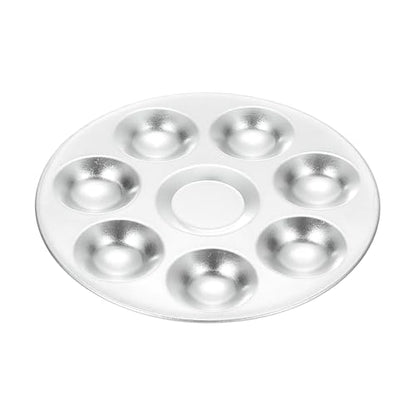 HARFINGTON Aluminum Round Paint Mixing Palette Tray 4.7" 7 Wells for Acrylic Oil Watercolor Artist DIY Painting