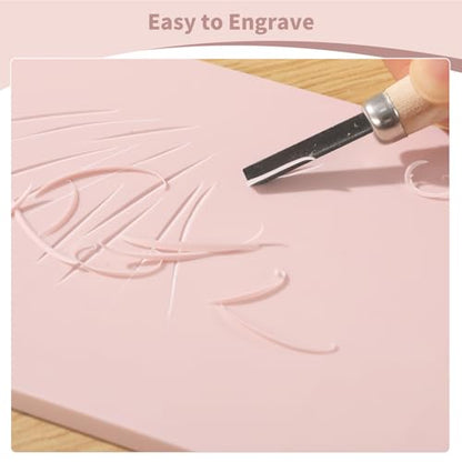 8 Pack 4"x6" Pale Pink Linoleum Blocks for Printmaking, Rubber Stamp Carving Blocks Linoleum Carving Tools for Stamp Maker Printmaking Supplies - size: 4"x6"