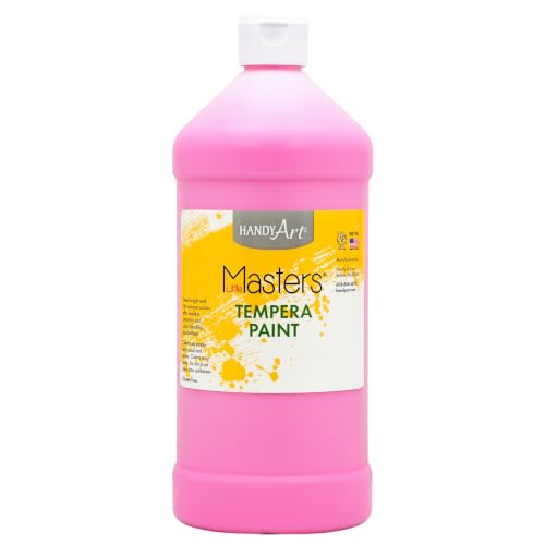 Handy Art Little Masters Tempera Paint, Pink, 32 oz Bottle, Bright & Mixable, High Opacity, Washable Colors for Classroom, Students, Kids, Young Artists, Safe & Non-Toxic, Made in USA - color: Pink, size: 32 Fl Oz (Pack of 1)