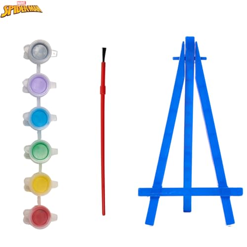 Innovative Designs Marvel Spiderman Canvas Paint Set for Kids with 3 Canvases, Acrylic Paint, Paintbrush, & Easel - color: Spiderman