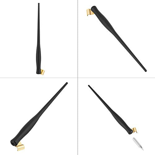 Oblique Pen Nib Holder English Calligraphy Dip Pen Point Holder 2-in-1 Script Handed Dip Pen Oblique Pen Holder Antique Fountain Dip Pen, Black