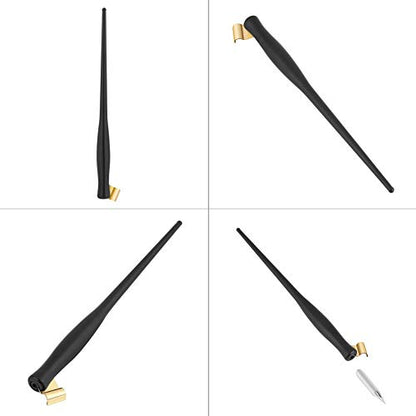 Oblique Pen Nib Holder English Calligraphy Dip Pen Point Holder 2-in-1 Script Handed Dip Pen Oblique Pen Holder Antique Fountain Dip Pen, Black