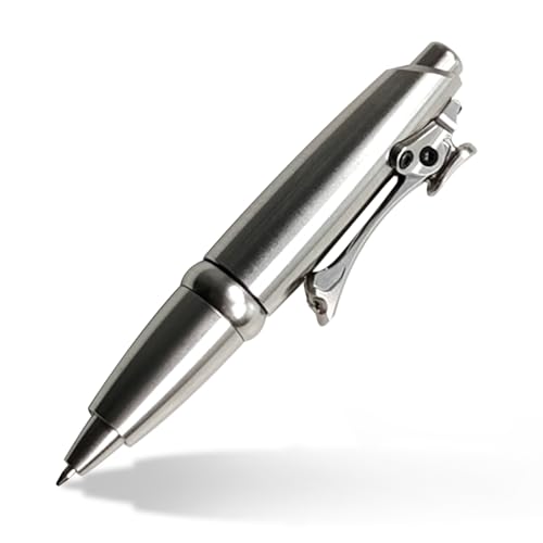 Dr. Metalleung Heavy Duty Pocket Bolt Action Pen – Retractable Stainless Steel Ballpoint Pen Clip, Refillable Ink Cartridge, Perfect for Smooth Office Writing, Everyday Carry (EDC), and Gifts - style: Mechanical