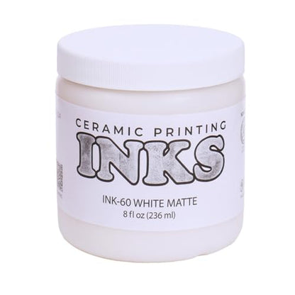 AMACO Ceramic Printing Ink, 8 oz. (236 mL), INK-60 White Matte | Cone 05-10 Intermixable Ceramic Printing Ink for Screenprinting, Monoprinting, and More on Bisque and Unfired Clay - color: Ink-60 White