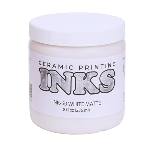 AMACO Ceramic Printing Ink, 8 oz. (236 mL), INK-60 White Matte | Cone 05-10 Intermixable Ceramic Printing Ink for Screenprinting, Monoprinting, and More on Bisque and Unfired Clay - color: Ink-60 White