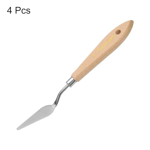 HARFINGTON 4pcs 8# Painting Palette Knife Pointy Stainless Steel Art Spatula Painting Pallet Knives Scrapers Tools with Plastic Handle for Acrylic Oil Canvas Mixing Spreading - size: 55mm x 18.6mm