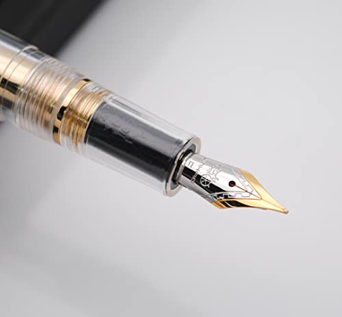 JINHAO 82 Fountain Pen with Gold Clip (F Nib 0.5mm, Transparent) - color: Transparent
