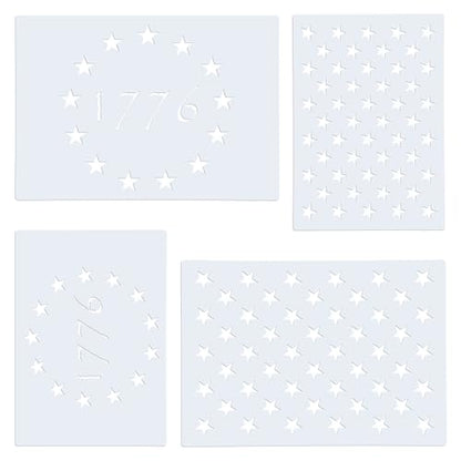 WISYOK 4Pcs American Flag 50 Star Stencil Templates, 4 Sizes American Flag Templates, Ideal for DIY Crafts Design, Independence Day Project, American Flag Projects