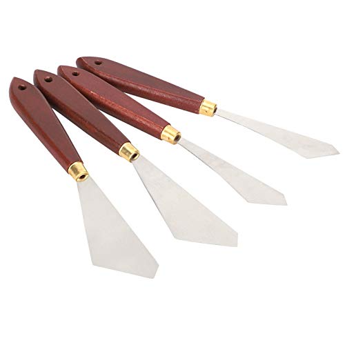Stainless Steel Palette Knife, Wooden Handle Oil Painting Scraper with Straight for Mixing Acrylic Paint, Watercolor, Nail and Craft Art