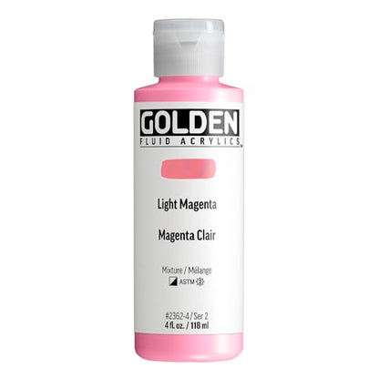 GOLDEN Fluid Acrylics, Light Magenta, 4 fl. oz. Bottle, Professional Acrylic Paint, Semi-Opaque