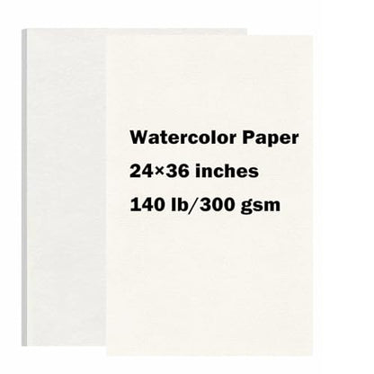 15 Sheets Large Watercolor Paper 140LB/300GSM Cotton Drawing Paper 24 x 36”, Texture Blank Painting Paper for Student Artists School Studio Craft DIY