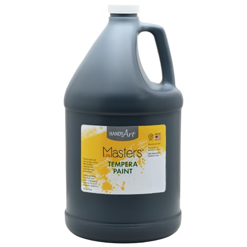 Handy Art Little Masters Tempera Paint, Black, Gallon 128 oz Bottle, Bright & Mixable, High Opacity, Washable Colors for Classroom, Students, Kids, Young Artists, Safe & Non-Toxic, Made in USA - color: Black, size: 128 Fl Oz (Pack of 1)