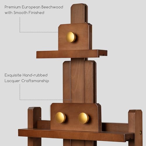 MEEDEN PRO Assembly-Free Art Easel - Professional Artist Easel with Wheels - Beech Wood Large Easel for Painting Canvas Up to 77"