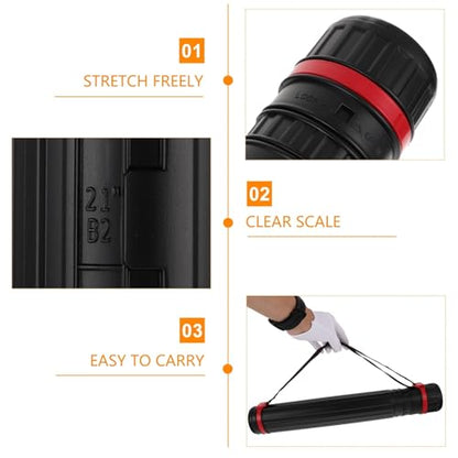 Veemoon Thickened Telescopic Drawing Tube Extendable Poster Tube Shoulder Storage Tube Black Collapsible Mailing Tube, Black, 45.2X6.5CM, Casual