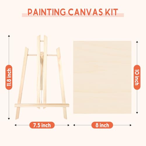 Unfinished Wood Canvas Panels for Painting, 8×10" Basswood Canvas- 1/2" Deep Cradle Board with Easel for Acrylic and Oil Painting, Pouring Art, Crafting - size: 8*10-1