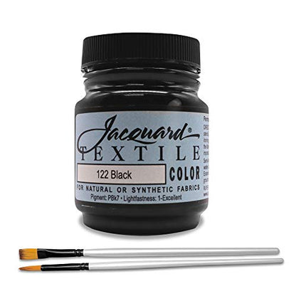 Moshify Jacquard Products Black Textile Color - Fabric Paint Made in USA - JAC1122 2.25-Ounces - Bundled Brush Set - size: 2.25 Ounce (Pack of 1)
