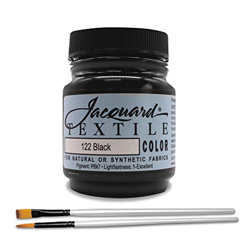 Moshify Jacquard Products Black Textile Color - Fabric Paint Made in USA - JAC1122 2.25-Ounces - Bundled Brush Set - size: 2.25 Ounce (Pack of 1)