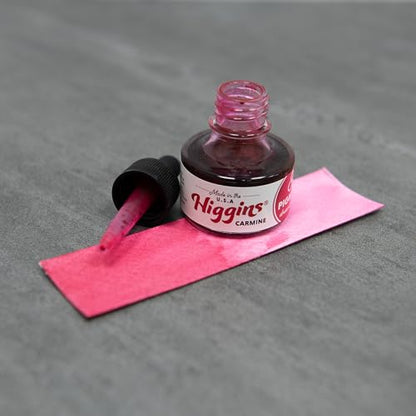 Higgins Carmine Pigmented Drawing Ink - for Artists and Students - 1 oz. Glass Bottle (HIG44655) - color: Carmine