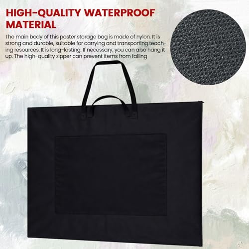 Shinylin 48x36 Inch Large Art Portfolio Bag with Nylon Shoulder Strap, Lightweight Waterproof Art Portfolio Case, Black Carrying Storage Case for Artwork, Poster, Sketching and Drawing
