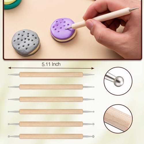 Amrules 10pcs Dotting Styluses Tools, Double Side Stainless Steel Ball Head Dot Art Kit for Clay Modeling, Rock Painting, Pottery Embossing, Nail Art, Drawing, Practical Sculpting Tool for Adults - color: Lightyellow-Dotting-10Pcs