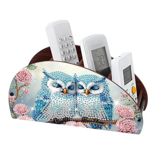 Diamond Art Painting Organizer Box, DIY Owls and Flowers Design Special Shape Diamond Partial Mosaic Handmade Making Kit Organizer Box, Modern Home Dining Living Room Table Top Decor Art Decoration - color: owl