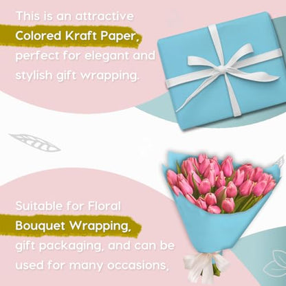 SMART&CASUAL Light Blue Paper Roll 15" x 450" (37.5') Kraft for Art Craft Supplies Gift Wrapping Moving Packing Painting Drawing Paint Easel Poster Chart Paper - color: Light Blue, size: 15"W x 450"L ( 37.5' )