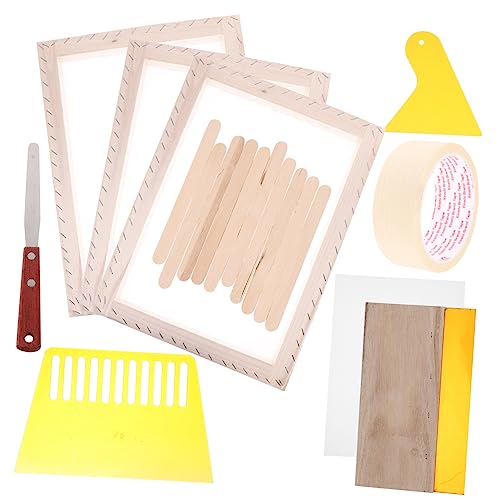 Uonlytech Practical Screen Frame Kit for DIY Printing Canvas Bag Wood Silk Screen Printing