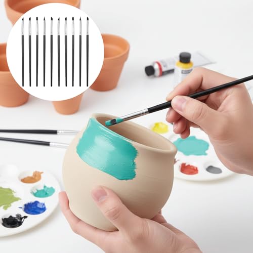 10 Pcs Silicone Brushes for Crafts, Silicone Sculpting Tools Sculpting Brush Flexible Clay Carving Tools for Handicraft Pottery Artwork Shaping Carving DIY- Black