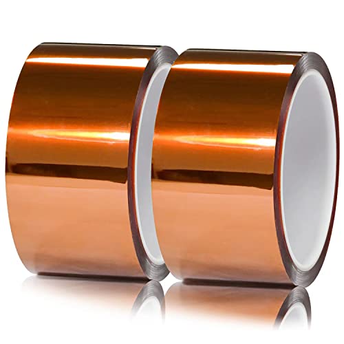 Kapton Tape, Polyimide Film Tape, 2" x 36 yd, for 3D Printing, Electric Task, Soldering, No Residue. - size: 2"(50mm)-36yds-2 Rolls