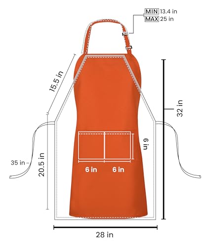 Utopia Kitchen 10 Pack Bib Apron Adjustable with 2 Pockets, Water and Oil Resistant, Cooking Kitchen Chef Apron for Women Men - color: Orange