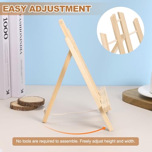 MECCANIXITY Mini Wood Display Easels, 15.7"x7.9"A-Frame Painting Tabletop Easels Holder Stand for Artists Beginners Displaying Small Canvases Art Photos Business Cards(Pack of 3, Wood Color) - size: 15.7"x7.9"