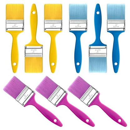 9-Pack Flat Paint Brushes 2 Inch, Paint Brush Set for Painting Acrylic Oil Crafts DIY, Bulk Paint Brushes for Walls,Touch Up,Trim Painting Supplies - size: 9 pcs, 2-in, Flat