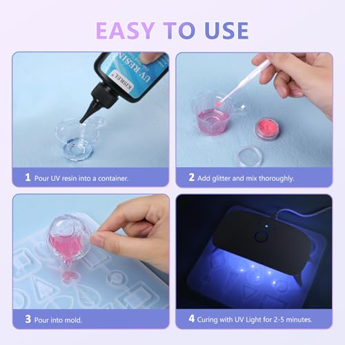 KISREL UV Resin Jewelry Making Kit, 200g Crystal Clear UV Resin Kit with Light - 22 LED UV Beads, Large UV Lamp Resina Starter Kit for Keychain, Earring, DIY Crafts - size: UV200g+22Lamp Beads
