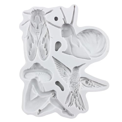 Insect Mushroom Polymer Clay Mold Beetle Snial Mushroom Bird Silicone Molds for DIY Crafts Epoxy Resin Casting Air Dry Polymer Clay Plaster Jewelry Making - color: Style J
