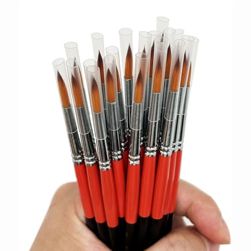 Size #2 Pointed Round Paint Brush, Pack of 20, Premium Quality Synthetic Hair for Acrylic Watercolor Oil Gouache Painting by Students, Professionals and Artists - size: Size #2 Pointed Round (20 PCS)