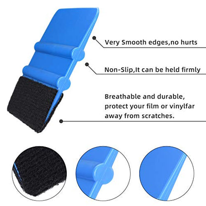 Durable Black Felt Edge Vinyl Squeegee Tool 4-Inch (Pack of 3) | Car Vinyl Film Wrapping Decal Window Tint Work, Professional Scratch Free Squeegee - color: Blue-1