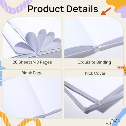 Hardcover Blank Book,100GSM White Blank Books for Kids to Write Stories,40 Pages 5x5 Inch Blank Page Journal Make Your Own Book Ideal for Teens Reading Writing Drawing Guestbook (12, White-5*5inch) - color: White-5*5inch